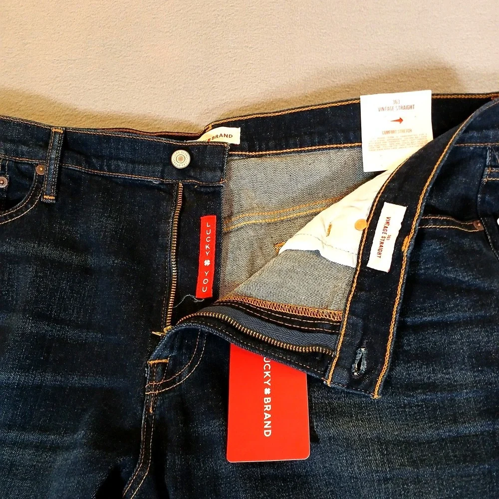 Lucky Brand 363 Vintage Straight Jeans Stretch Mens 40x32 Blue Denim NEW